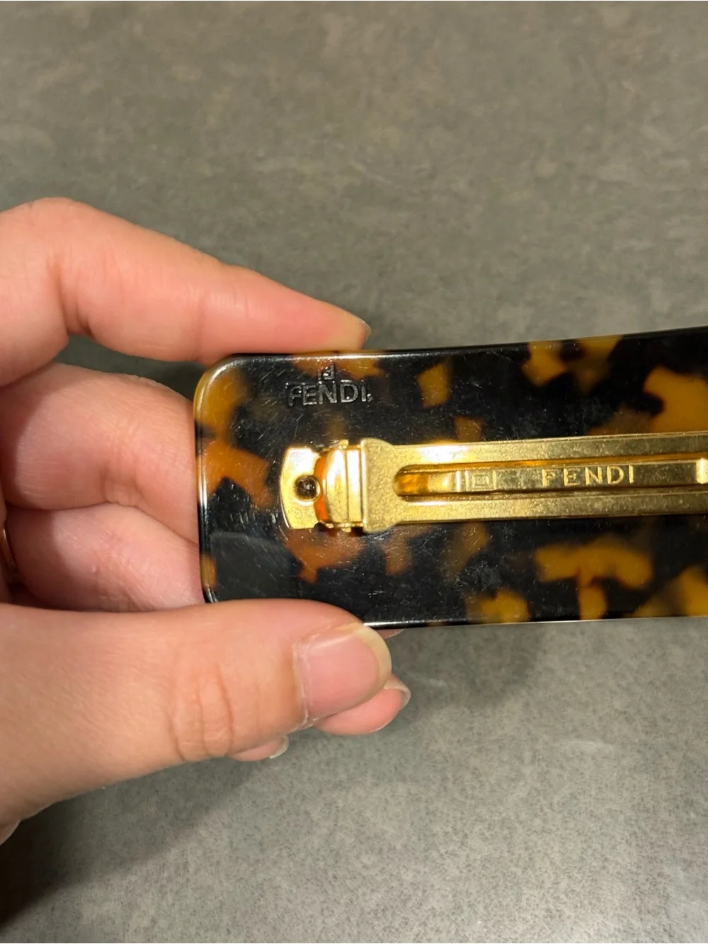 Fendi FF Tortoise Shell Resin Hair Barette Oversized - Picture 3 of 5